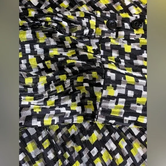 Alice + Olivia Silk blend Sheer geometric Eloise Blouse Women’s Size LG